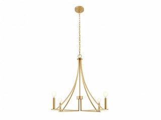 Four Light Chandelier in Natural Brass