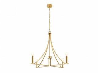 Four Light Chandelier in Natural Brass