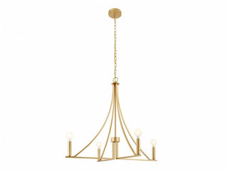 Four Light Chandelier in Natural Brass