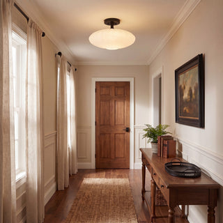 One Light Semi-Flush Mount in Matte Black