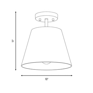 One Light Semi-Flush Mount in Brushed Nickel