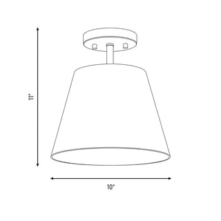 One Light Semi-Flush Mount in Natural Brass