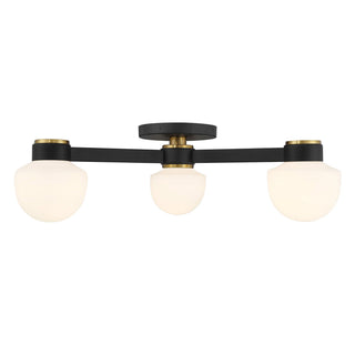 Meridian - M60079MBKNB - Three Light Semi-Flush Mount - Matte Black and Natural Brass