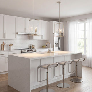 Four Light Pendant in Brushed Nickel