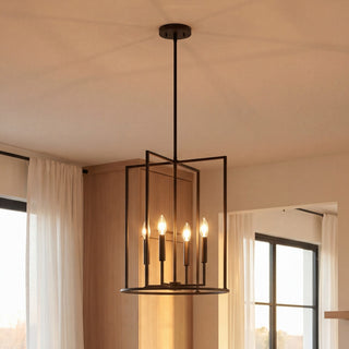 Four Light Pendant in Matte Black