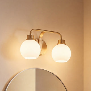 Two Light Bathroom Vanity in Natural Brass