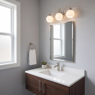 Three Light Bathroom Vanity in Brushed Nickel