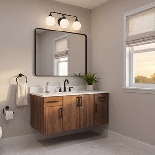 Three Light Bathroom Vanity in Matte Black