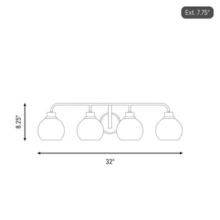 Four Light Bathroom Vanity in Brushed Nickel