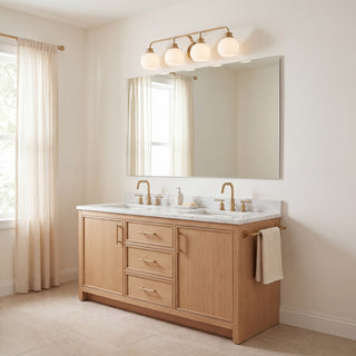 Four Light Bathroom Vanity in Natural Brass