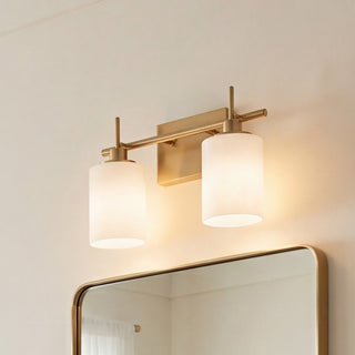 Two Light Bathroom Vanity in Natural Brass