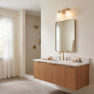 Two Light Bathroom Vanity in Natural Brass