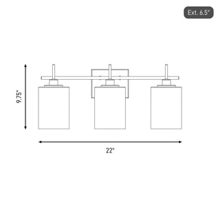 Three Light Bathroom Vanity in Brushed Nickel