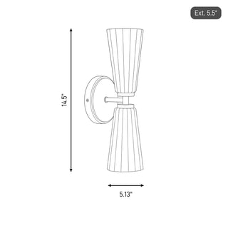 Two Light Wall Sconce in Natural Brass