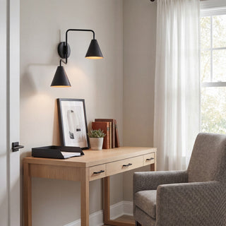 Two Light Wall Sconce in Matte Black