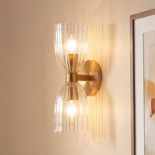 Two Light Wall Sconce in Natural Brass