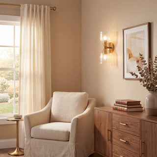 Two Light Wall Sconce in Natural Brass