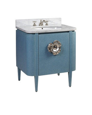 Currey and Company - 3800-0005 - Vanity with Sink - Briallen - Laquered Blue Linen/Natural/White/Polished Nickel