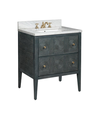 Currey and Company - 3800-0009 - Vanity with Sink - Santos - Vintage Navy/Natural/White/Brushed Brass/Polished Nickel