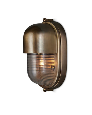 Currey and Company - 5500-0049 - One Light Outdoor Wall Sconce - Maritime - Antique Brass/Clear