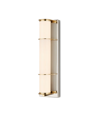 Currey and Company - 5800-0062 - One Light Bath Wall Sconce - Blaine - Polished Nickel/Polished Brass/White