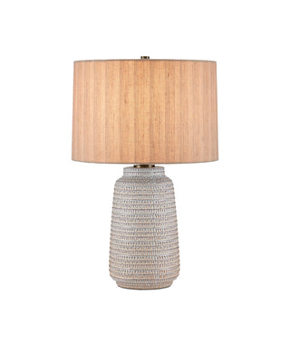 Currey and Company - 6000-0978 - One Light Table Lamp - Owen - Off-White/Light Brown/Antique Brass