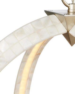 Arietta LED Chandelier in Mother of Pearl/Contemporary Silver Leaf