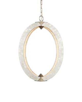 Arietta LED Chandelier in Mother of Pearl/Contemporary Silver Leaf