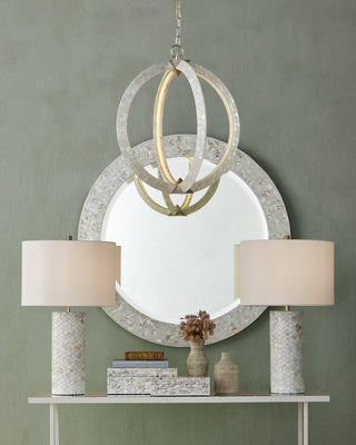 Arietta LED Chandelier in Mother of Pearl/Contemporary Silver Leaf
