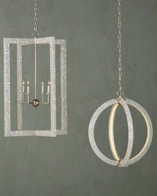 Arietta LED Chandelier in Mother of Pearl/Contemporary Silver Leaf