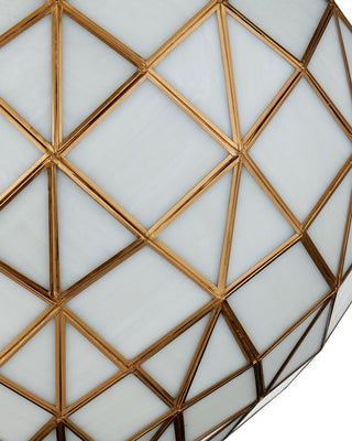 Polyhedron One Light Pendant in White/Antique Brass
