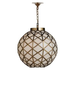 Polyhedron One Light Pendant in White/Antique Brass