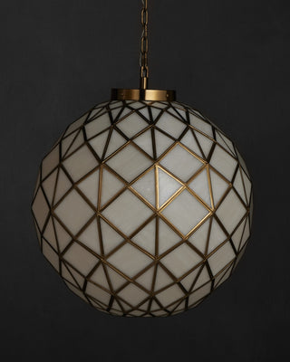 Polyhedron One Light Pendant in White/Antique Brass