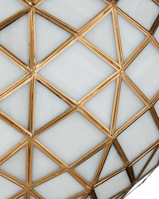 Polyhedron One Light Pendant in White/Antique Brass