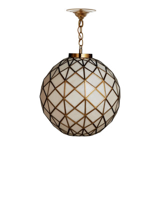 Polyhedron One Light Pendant in White/Antique Brass