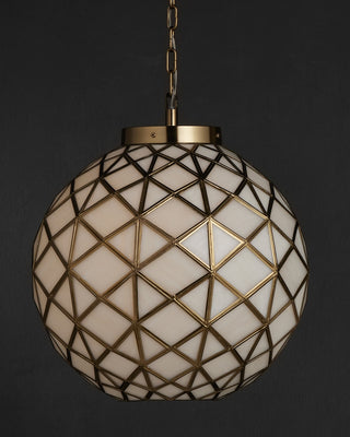 Polyhedron One Light Pendant in White/Antique Brass