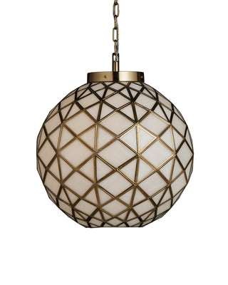 Currey and Company - 9000-1233 - One Light Pendant - Polyhedron - White/Antique Brass