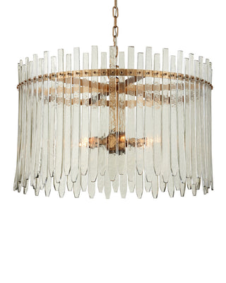 Electra Six Light Chandelier in Clear/Antique Brass