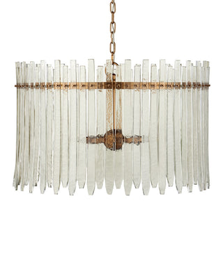 Electra Six Light Chandelier in Clear/Antique Brass