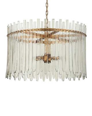 Electra Six Light Chandelier in Clear/Antique Brass