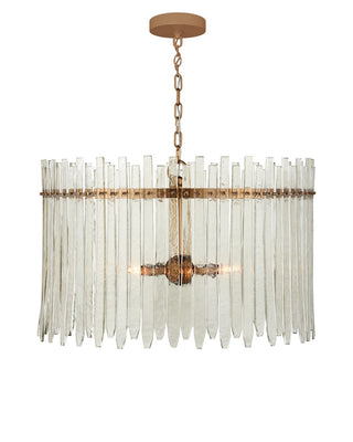 Electra Six Light Chandelier in Clear/Antique Brass