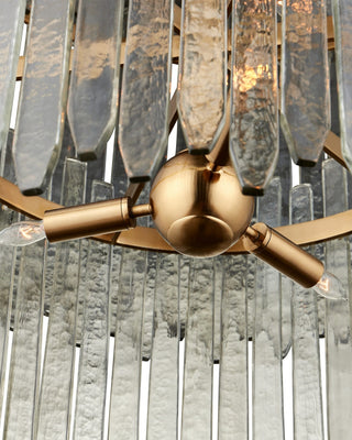 Electra Nine Light Chandelier in Clear/Antique Brass
