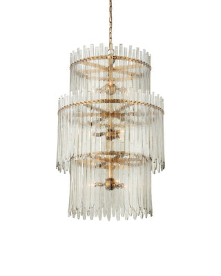 Electra Nine Light Chandelier in Clear/Antique Brass