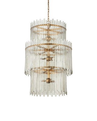 Electra Nine Light Chandelier in Clear/Antique Brass