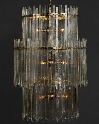 Electra Nine Light Chandelier in Clear/Antique Brass