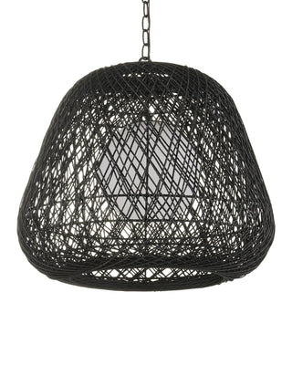 Osbert One Light Pendant in Black/Satin Black/White