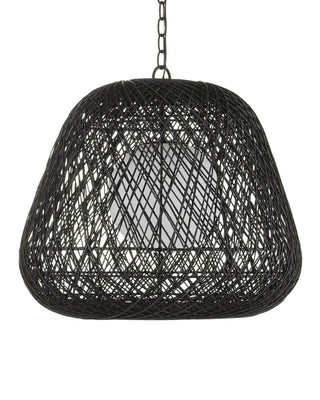 Osbert One Light Pendant in Black/Satin Black/White