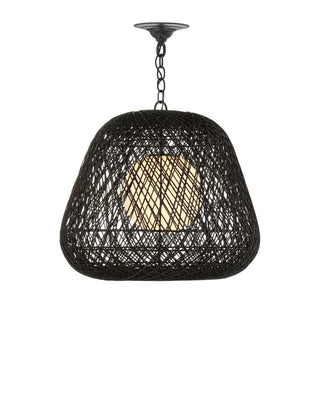 Osbert One Light Pendant in Black/Satin Black/White