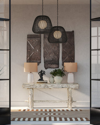 Osbert One Light Pendant in Black/Satin Black/White