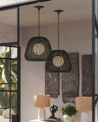 Osbert One Light Pendant in Black/Satin Black/White
